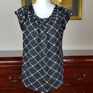 Lauren Conrad Black Blouse with Pink Bows Size Med